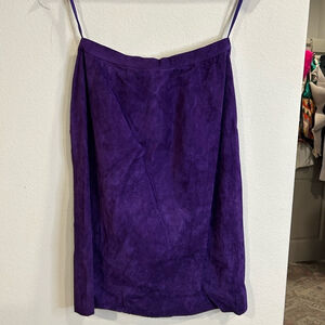 Oscar de la Renta Deep Purple Suede Skirt